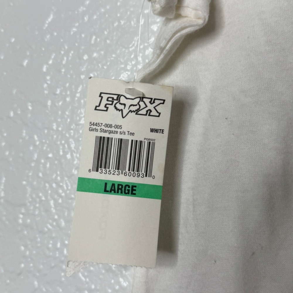 Vintage Y2K Fox Racing Stargaze Tee White Glitter Graphic T-Shirt Sz Large NEW - Picture 8 of 13